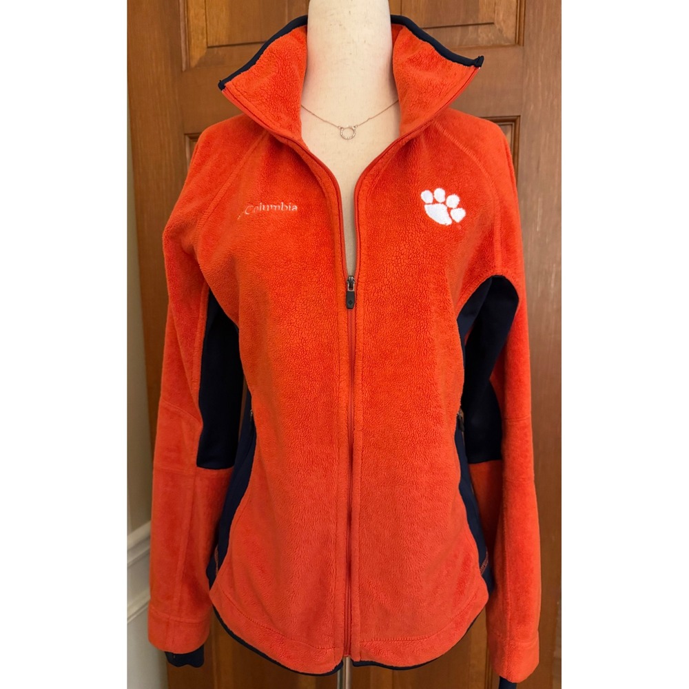 Columbia Clemson Tigers Fleece Full-Zip Up Jacket Womens Med Orange/Navy NCAA